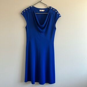 Tory Burch Elegant Blue Cowl Neck mini Dress size small A-line